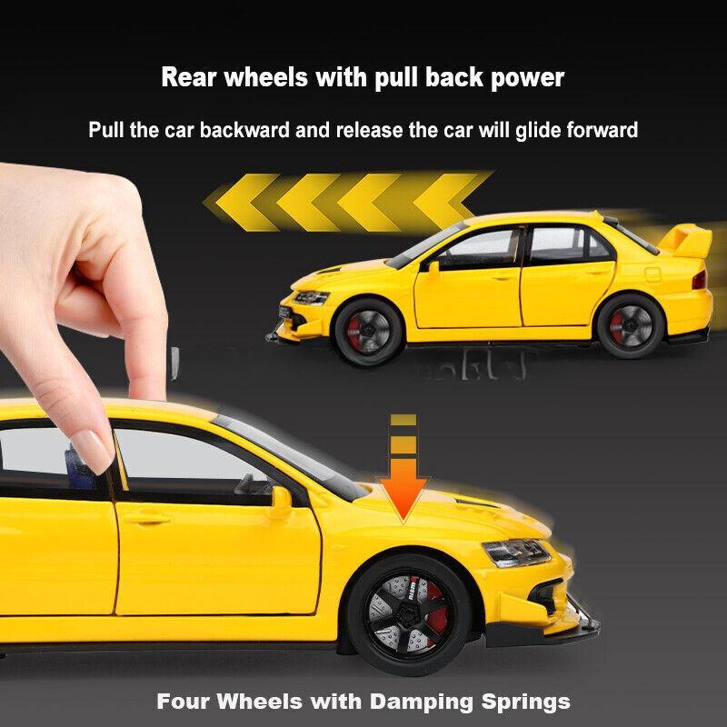 1/32 Mitsubishi Lancer EVO IX Carro Modelo Diecast Brinquedo Colecionável Som e Luz