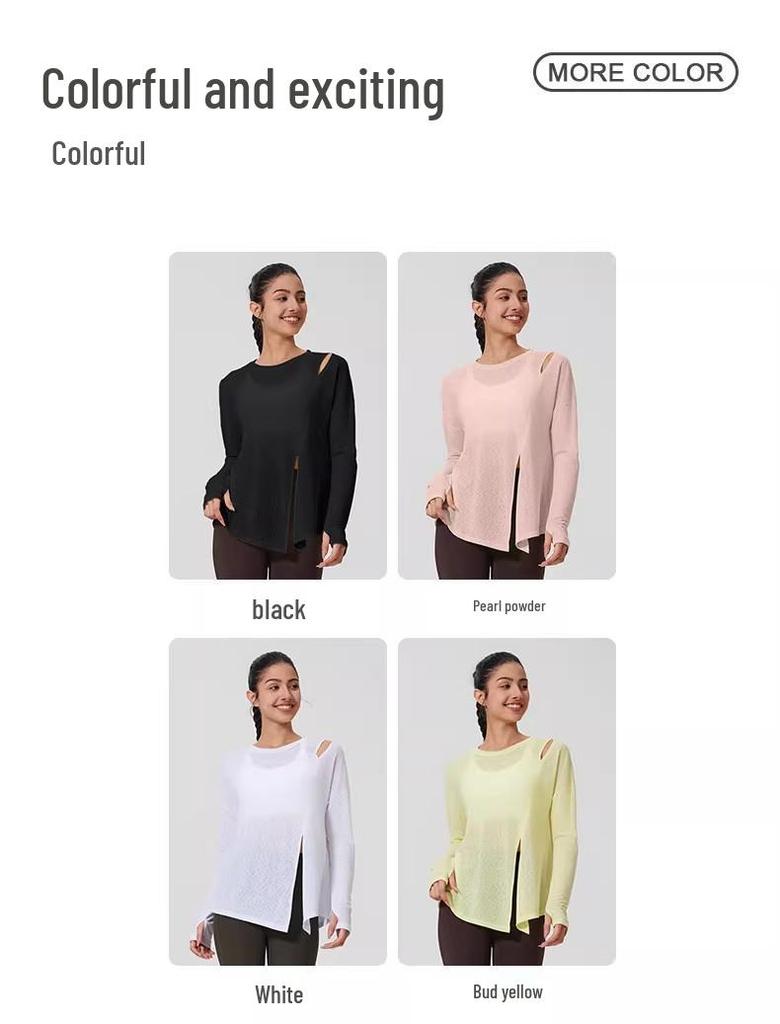 Women's Loose-Fit Breathable Sun Protection Yoga Top with Buttocks Coverage and Long Sleeves