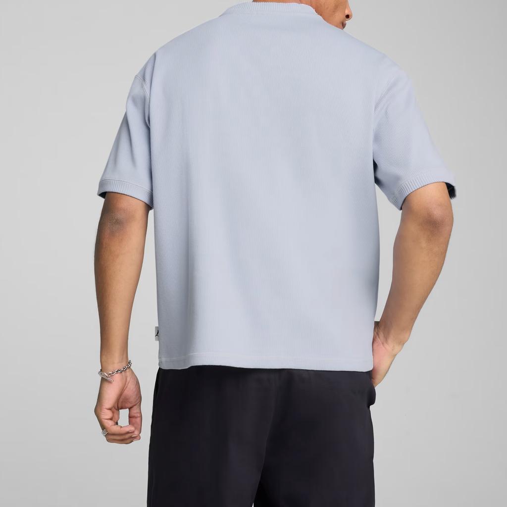 Puma Solid Color Loose Fit Crew Neck Short Sleeve T-Shirt Men tops Light-Blue 629346-47