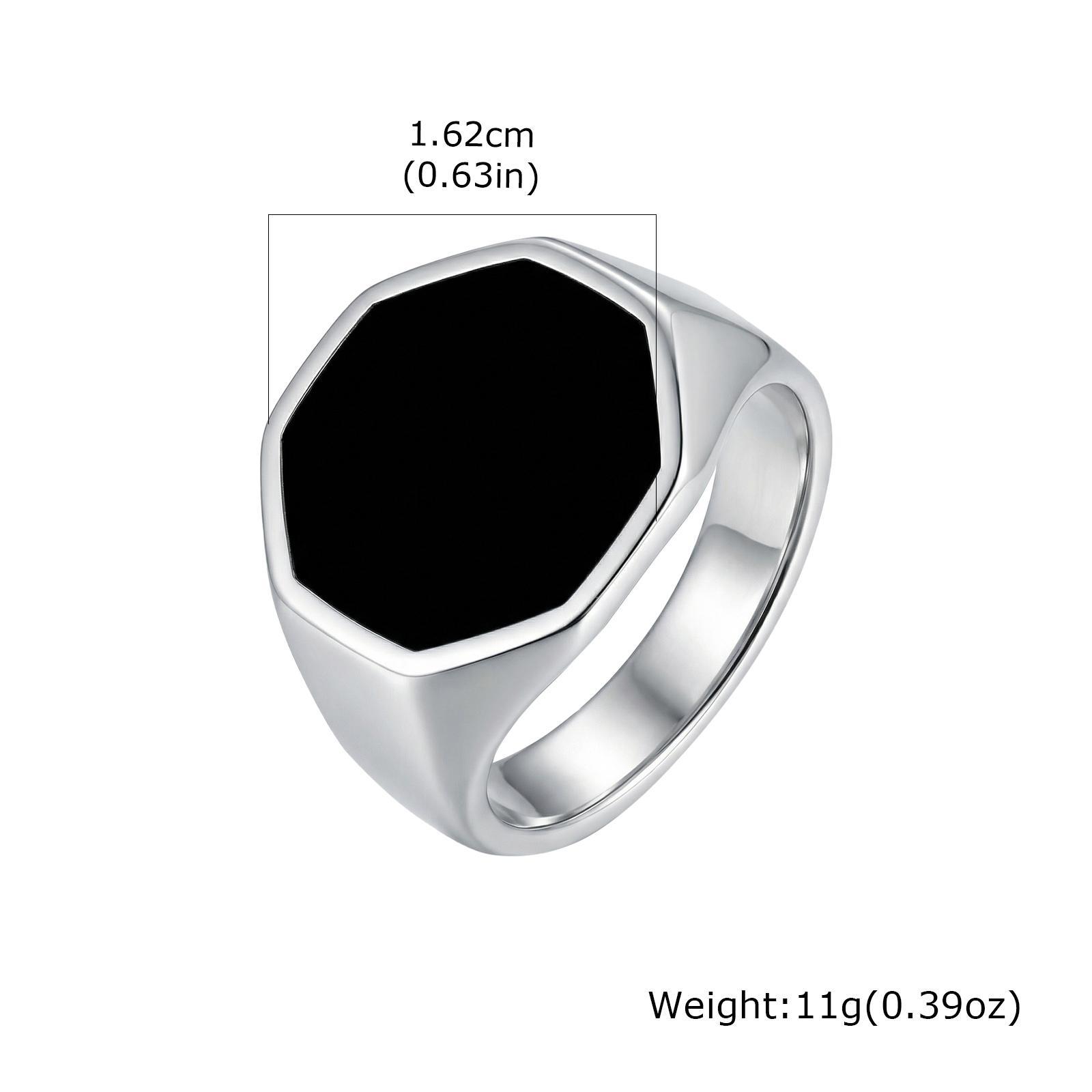 

Stylish Punk Geometric Hexagon Stainless Steel Smooth Signet Ring Fashion Minimalist Jewelry for Men Him Gifts 7