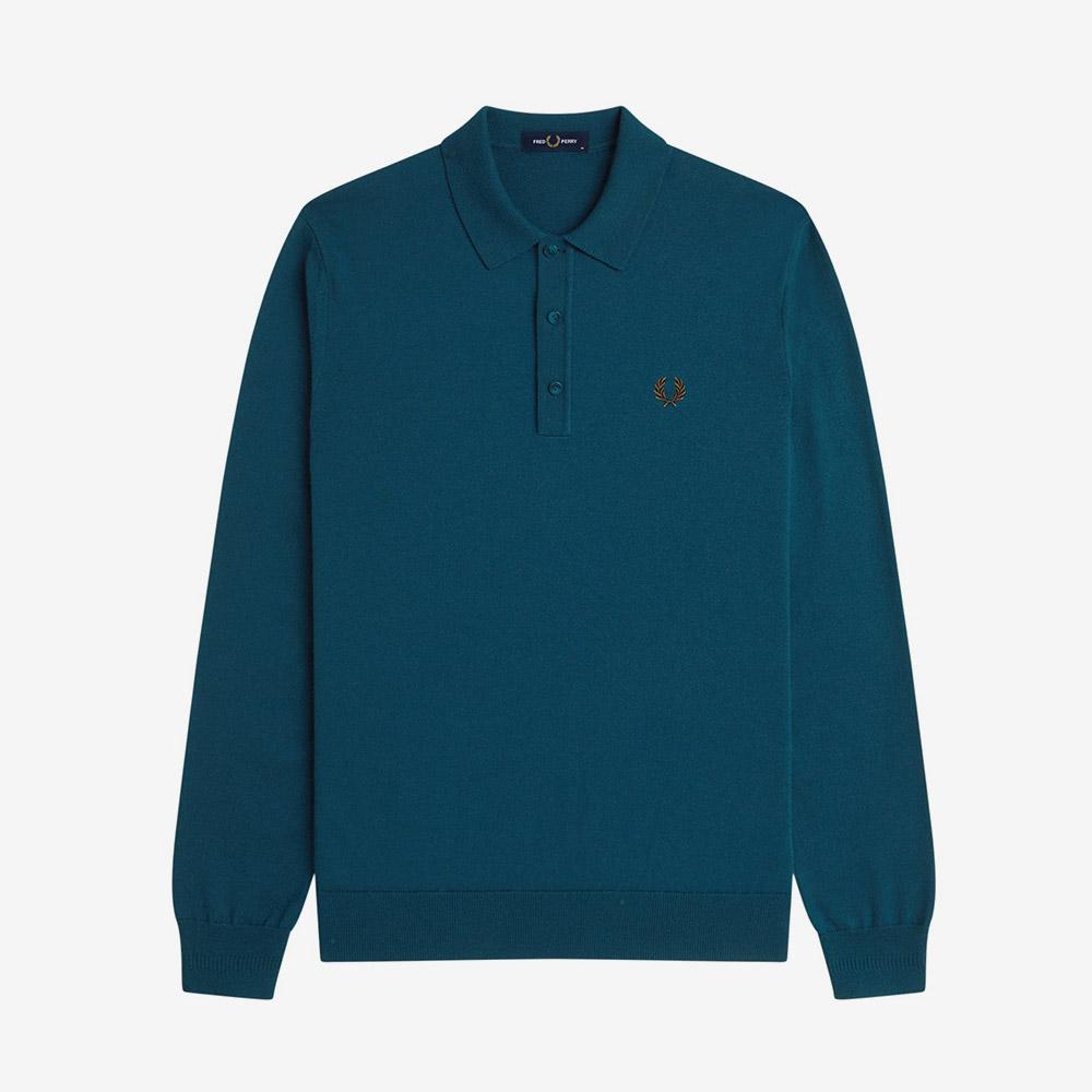 FRED PERRY [Sharp] Long Sleeve Classic Knit Shirt - Dark Petrol Afpm2534535-Z23