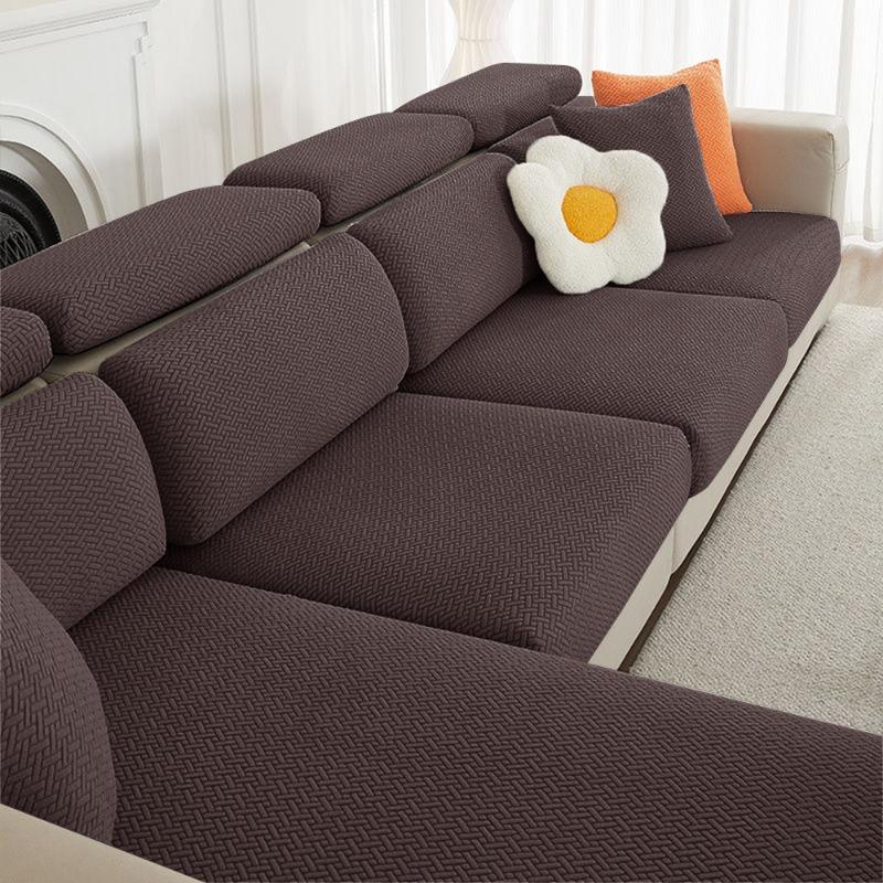 Jacquard Sofa Cover Solid Elastic Sofa Cushion Cover Living Room Washable Spandex Sofa Seat Slipcover Chaise Lounge Home Pets