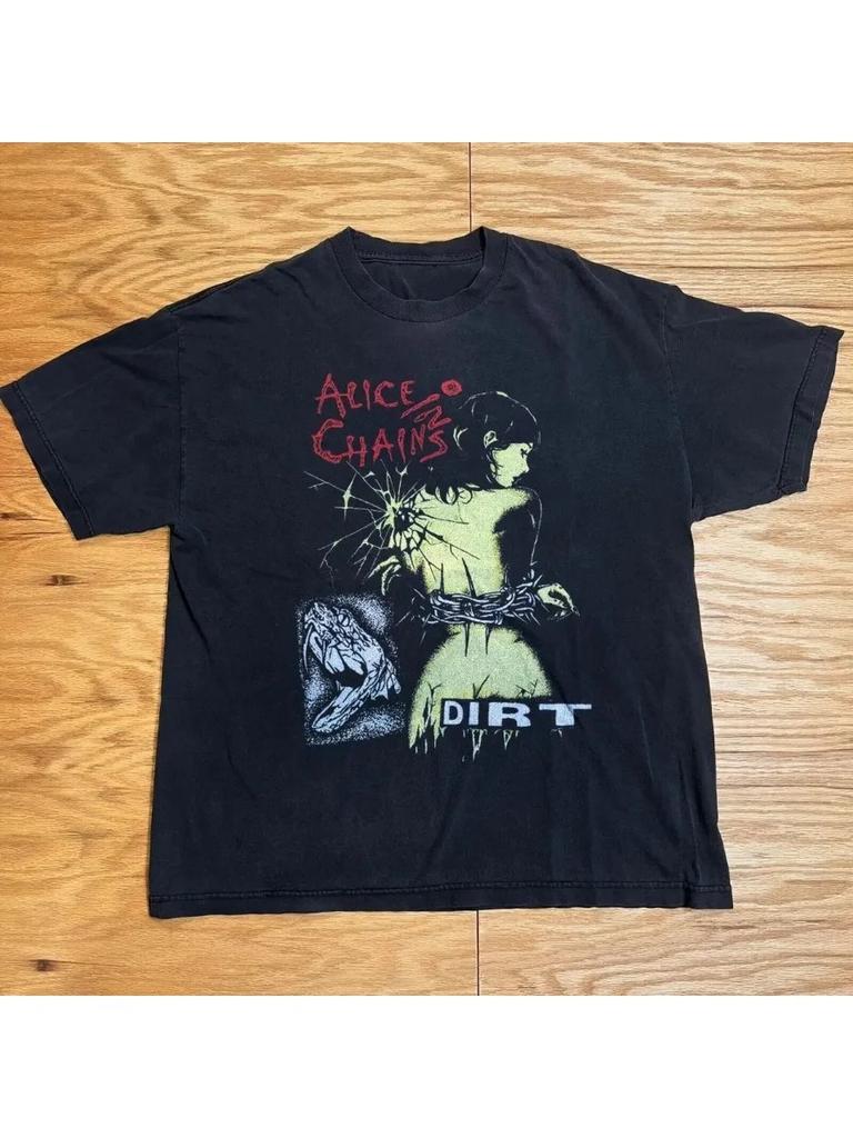 Alice In Chains Heavy Metal Band Grafikprint Kurzarm-Baumwoll-T-Shirt Sommer Retro Herren Damen Casual Y2K Streetwear