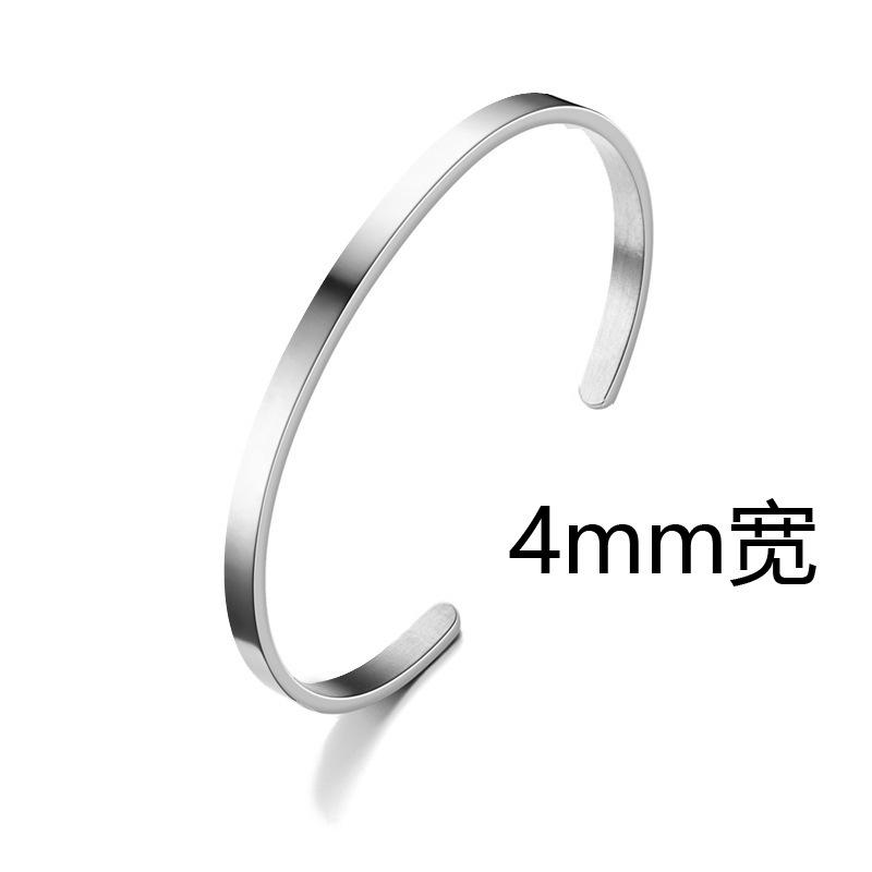 Simple Style 4mm/6mm/8mm Stainless Steel Open Bangle Unisex Unfading Not Allergic 3 Colors Charm Bracelet Leisure Pulseira Joias