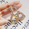 Elegant Women Rhinestone Heart Teardrop Dangle Ear Drop Earrings Party Jewelry