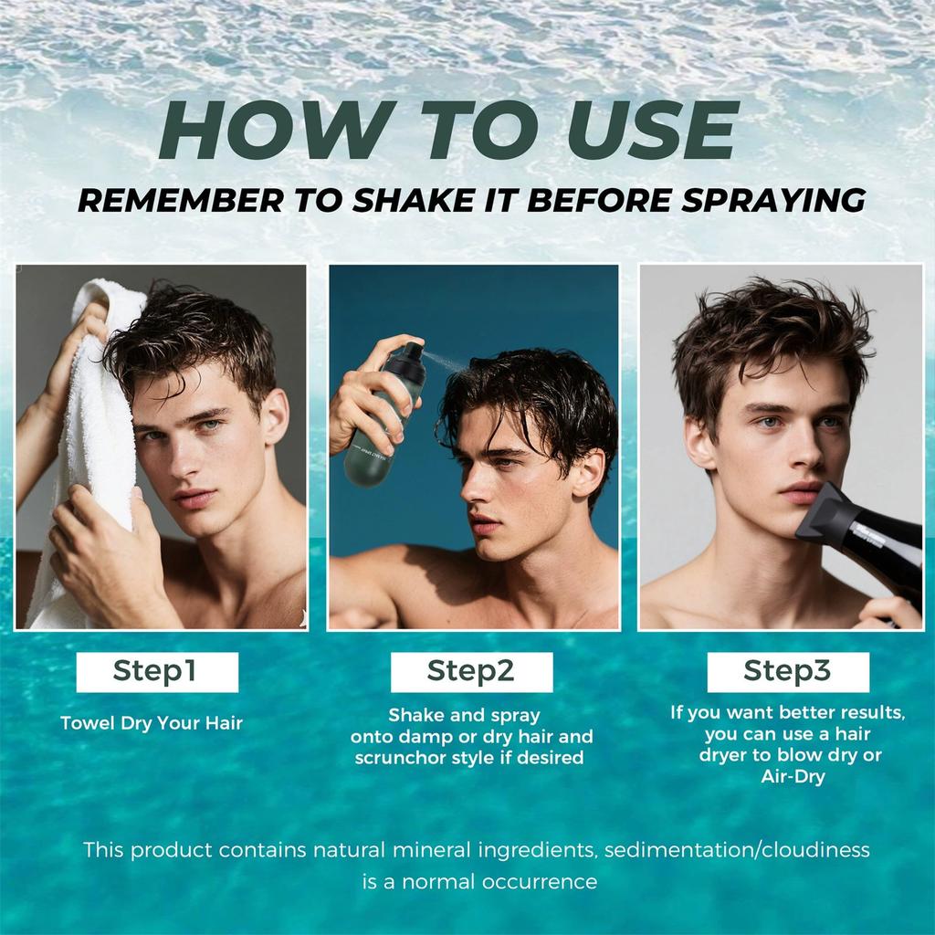Sea  Spray For Hair -100ml, 5 Ingredient Texturizing And Volumizing  Spray - Scented - Beach Look Spray To Add Volume & Texture