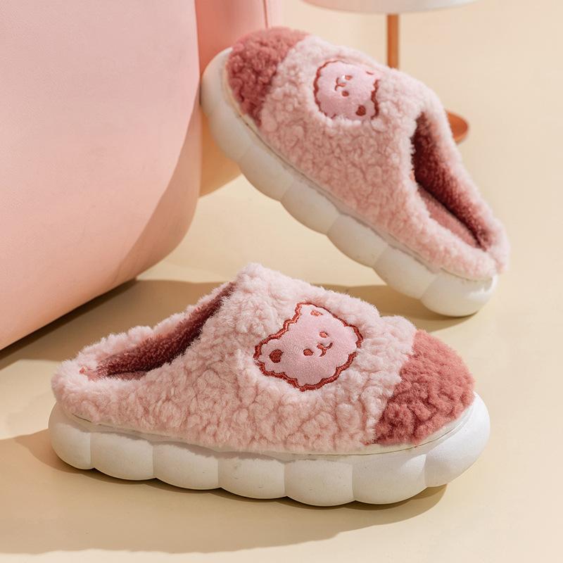 Vnitřní zesílené teplé plyšové bavlněné pantofle pro páry, domácí pantofle na podzim a zimu