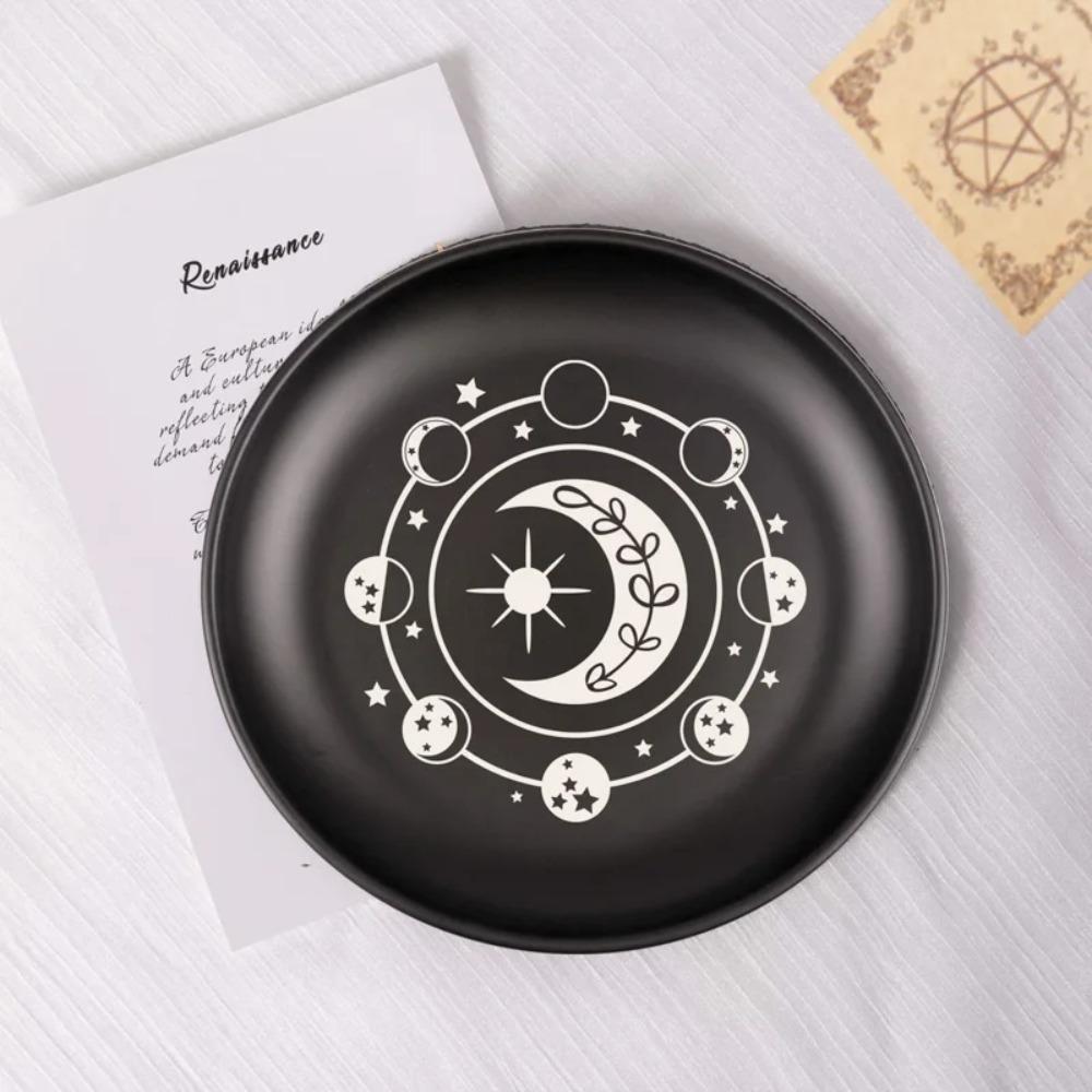 5.5 Inch Decorative Jewelry Dish Round Meditation Altar Tray Crystal Stone Storage Tray Food