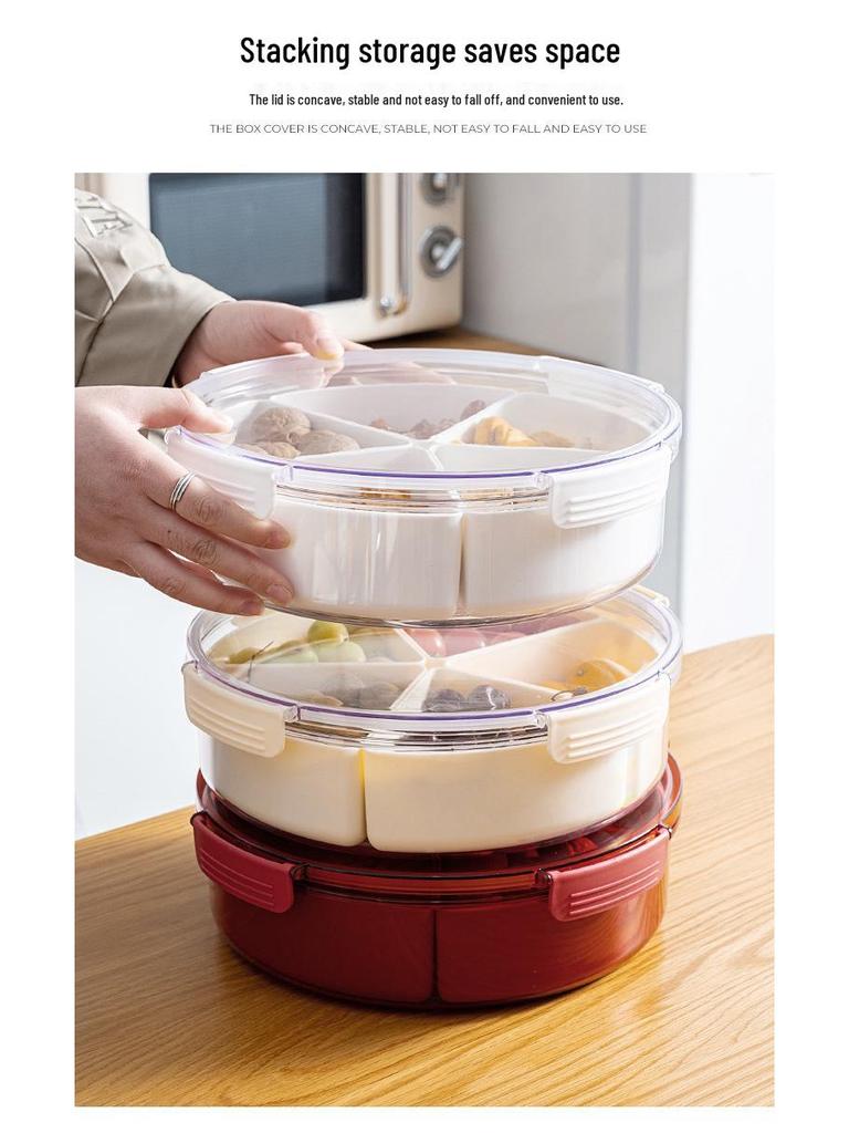 Luxe Fruit and Snack Storage Plate with Lid – Divided Sections for Fruits & Dried Snacks