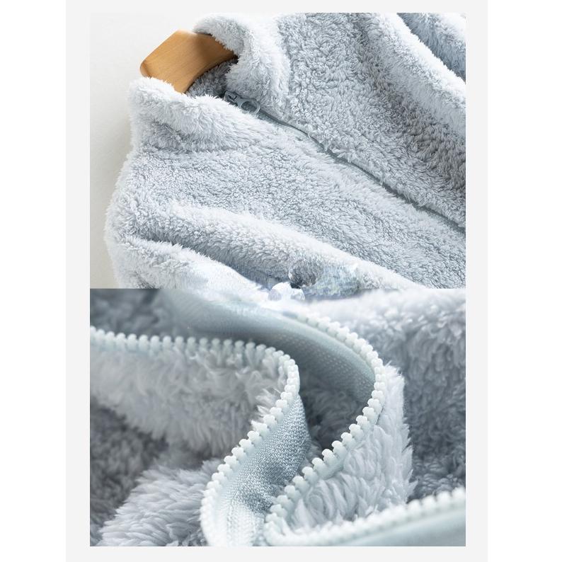 Zimní domácí oblečení dámský kardigan na zip zahuštěná bunda s vysokým límcem plyšové sametové pyžamo oboustranný fleece teplá souprava