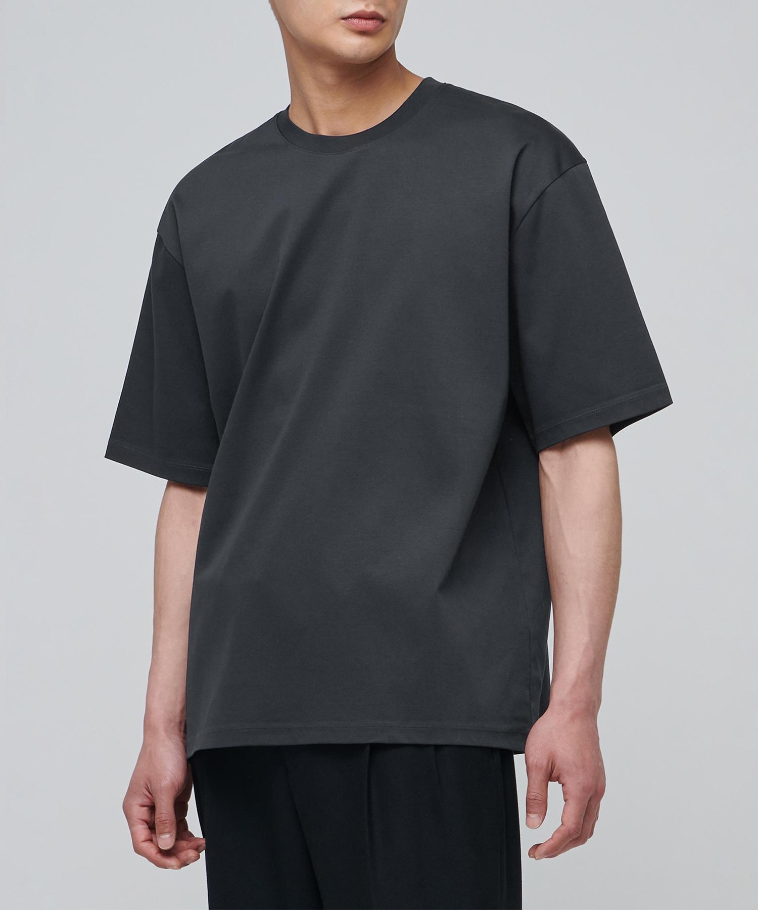 Musinsa Standard Silket Relaxed Fit Crew Neck T-Shirt [Dark Gray] Dark Gray/M