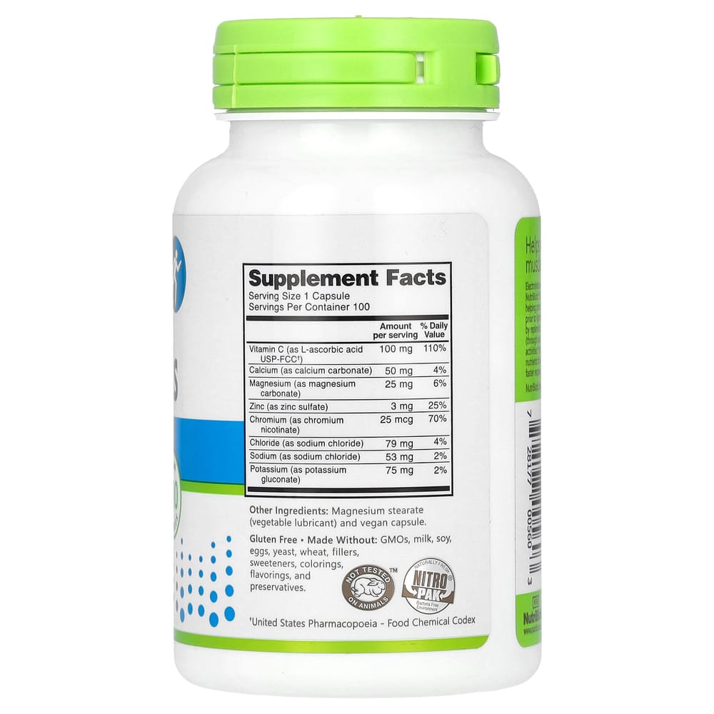 Nutribiotic Exercise Electrolyte Veggie Capsules, 100 Count