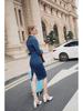 2017 Autumn European & American Slim Fit Lapel Mid-Length Denim Dress