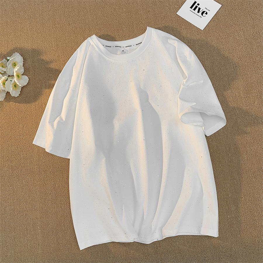 

Американская футболка High Street «Звездное небо» для мужчин, летняя трендовая оверсайз блестящая футболка с коротким рукавом L белый