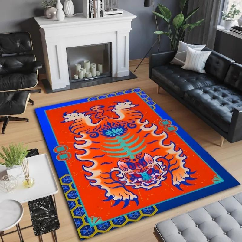 Modern Abstract Tiger Totem Carpet For Living Room Kitchen Home Decor Floormat Bedroom Entry Door Mat Bedside Sofa Foot Mats