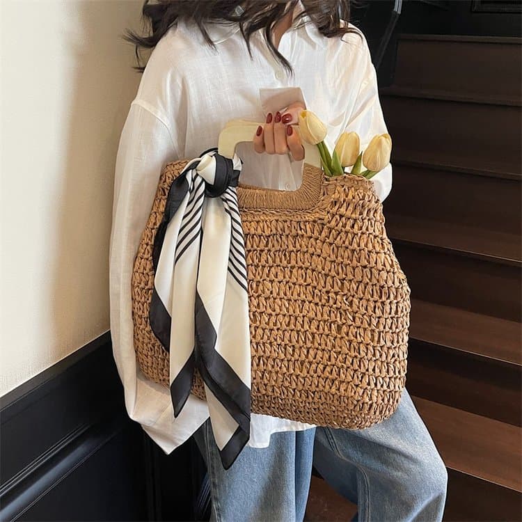 Straw Bags For Women Summer Casual Woven Crossbody Shoulder Travel Handbag Beach Bag Female Rattan Handbags Bag Women