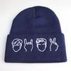 European and American internet celebrity expression gesture embroidered knitted hat, autumn and winter ski hat, pullover hat, woolen hat, Yiwu