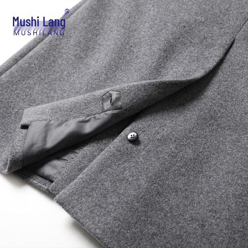 MUSHILANG Men's Wool Blend Long Business Casual Overcoat with Duck Down Liner