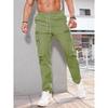 Men's Multi-Pocket Straight Leg Pants Casual Sweatpants Drawstring Work Pants
