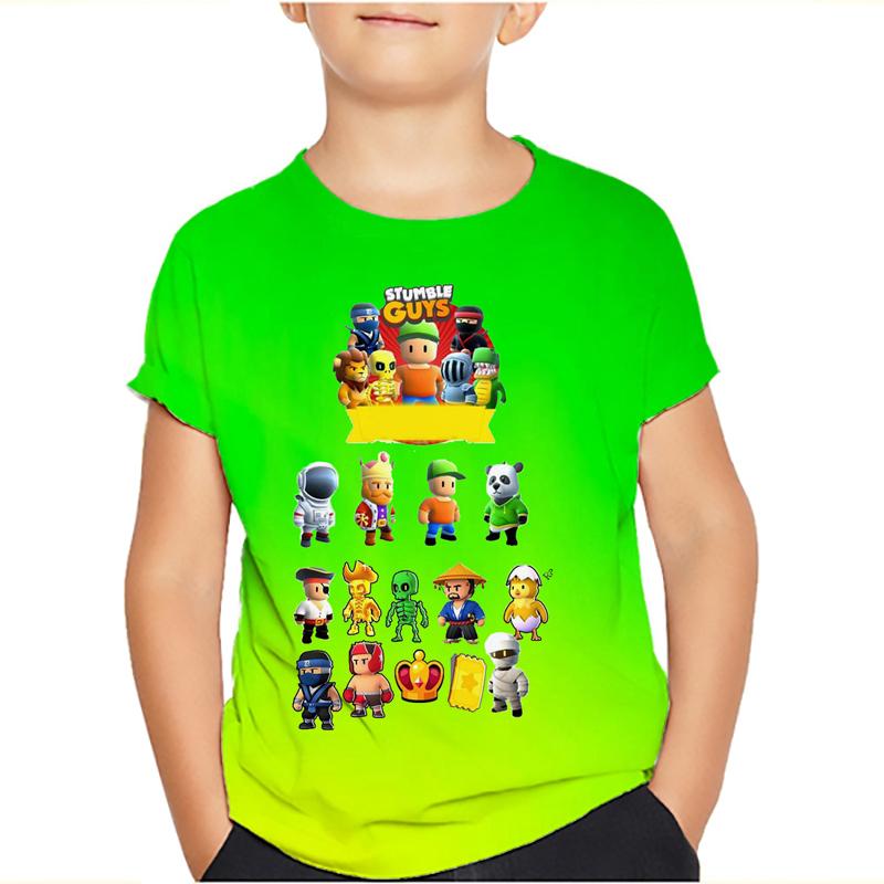 Çocuklar Stumble Erkekler Tişörtleri Stumble Oyunu Karikatür 3D Baskı Kısa Kollu Erkek/Kız O-Yaka Moda Tişört Erkek Çocuk Tişörtleri Üstler Giyim