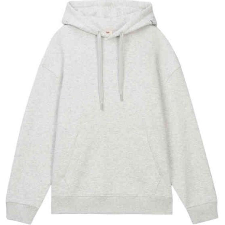 

Levis Loose Fit Embroidered Hooded Drawstring Long Sleeve Sweatshirt Men sweatshirt Gray 0019F-0000 M