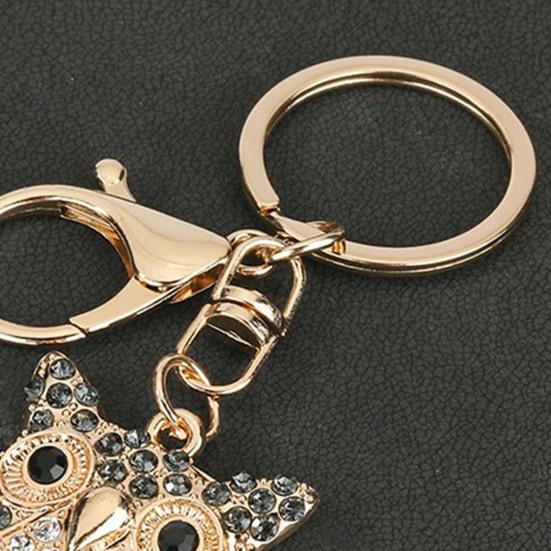 Rhinestones Owl Keychain Exquisite Owl Crystal Keychain with Rotating Lobster Clasp Elegant Bag Charms