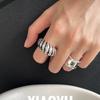 925 Sterling Silver Rings For Women Geometric Fine Jewelry Finger Adjustable Simple Wide Ring For Party Birthday Gift