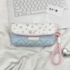 Flower Print Pen Bag with Lanyard Large Capacity Pencil Case Pen Organizers Pencil Pouches Travel Makeup Bag for Women