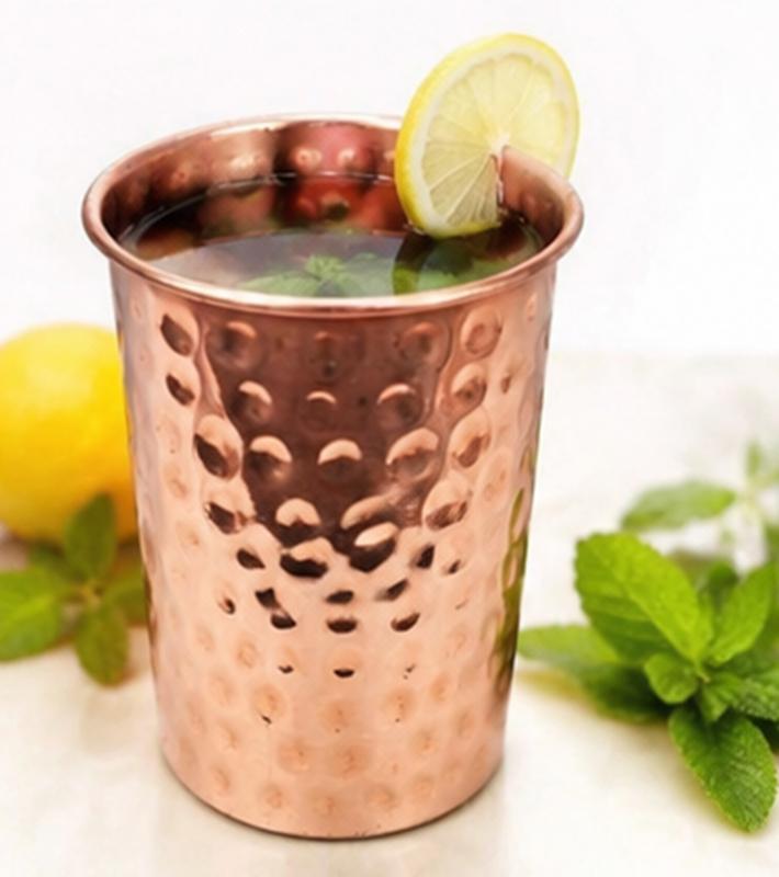 TreegoArt 100% Pure Traditional Handcrafted Copper Hammered Drinking Glass Use In Hotels, Restaurants And Kitchenware