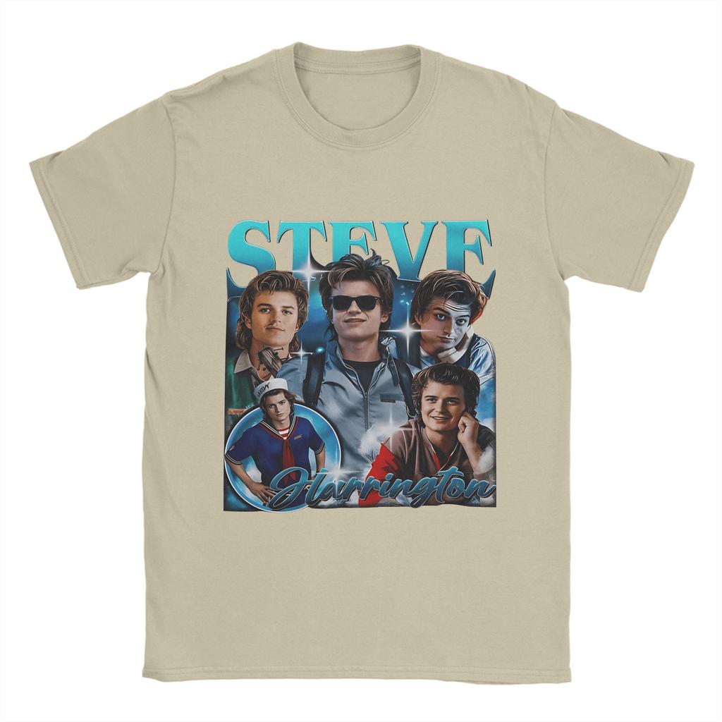 Men T-Shirts Steve Harrington Vintage Funny 100% Cotton Tee Shirt Short Sleeve  T Shirt O Neck Clothing Graphic Printed