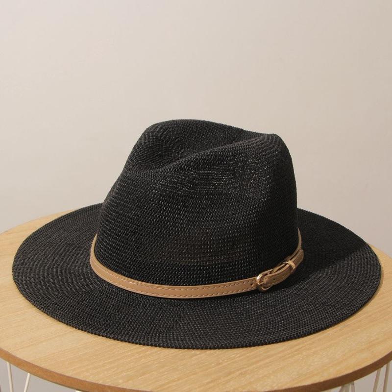 Classic Beige Panama Straw Hat Women's Casual Versatile Wide Brim Straw Hat Men's Summer Top Hat Sun Hat Women's