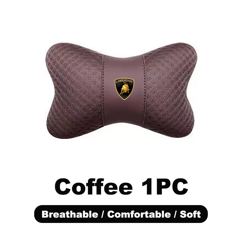 1pcs Car Leather Headrest Seat Lumbar Pillow Auto Accessories For Lamborghini LP570 LP610 Urus LP700 LP770 Gallardo Aventador byu2