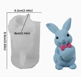 

Top Quality Easter Resin Rabbit Ornaments Egg-holding Bunny Silicone Mold Home Decor Crafts Tabletop Festive Decoration Gypsum