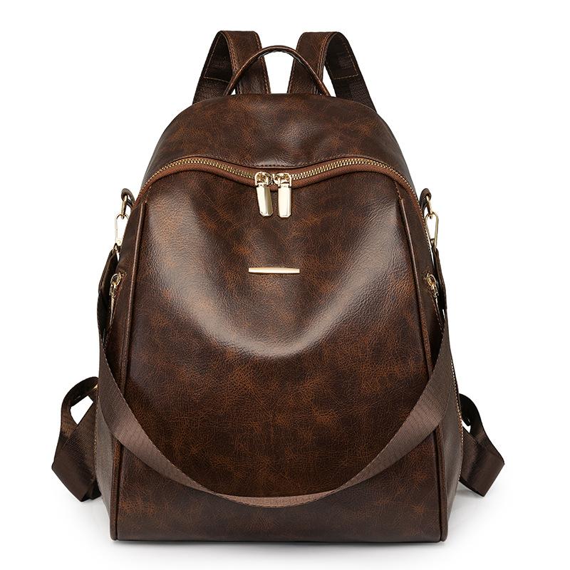 Women's backpack new trendy simple large capacity travel backpack PU vintage backpack