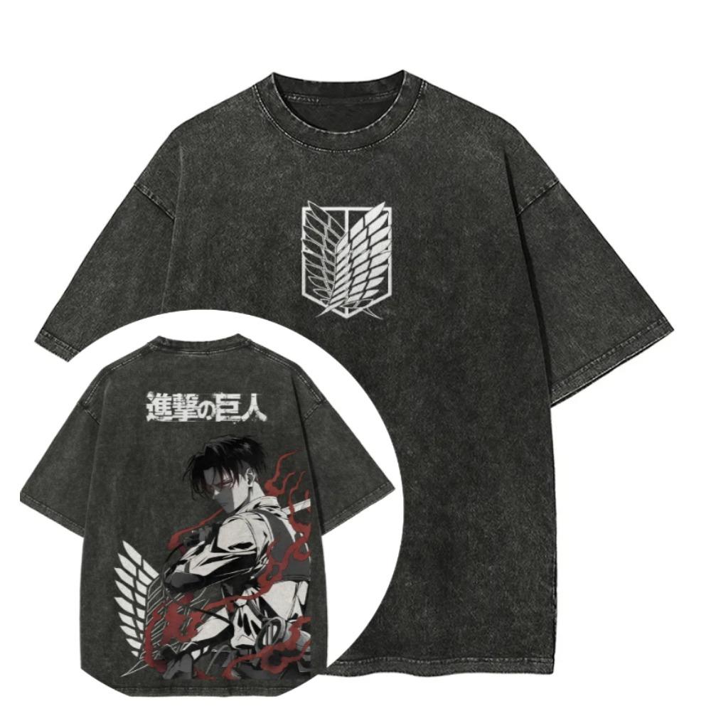 

Attack on Titan Men and Women Summer Fashion Casual Clothing Retro Street Style Anime Printed Cotton T-shirt S