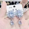 Adjustable Waterdrop Pendant Zirconia Necklace Earrings Women New Silver Color Bridal Wedding Fashion Jewelry Set Party Gifts