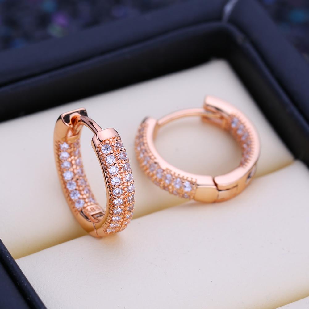 FEEYOO Clip-Ohrringe, Roségoldfarben, modische Ohrringe für Damen, Zirkonia, Ohrstecker, Schmuck