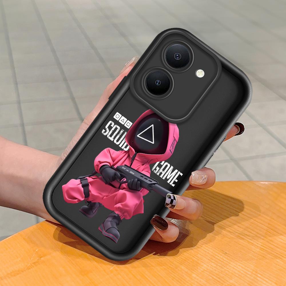 Soft Silicone Square Ladder Printing Pattern Phone Casing Full Cover Camera Shockproof Protection Rubber Case for Vivo