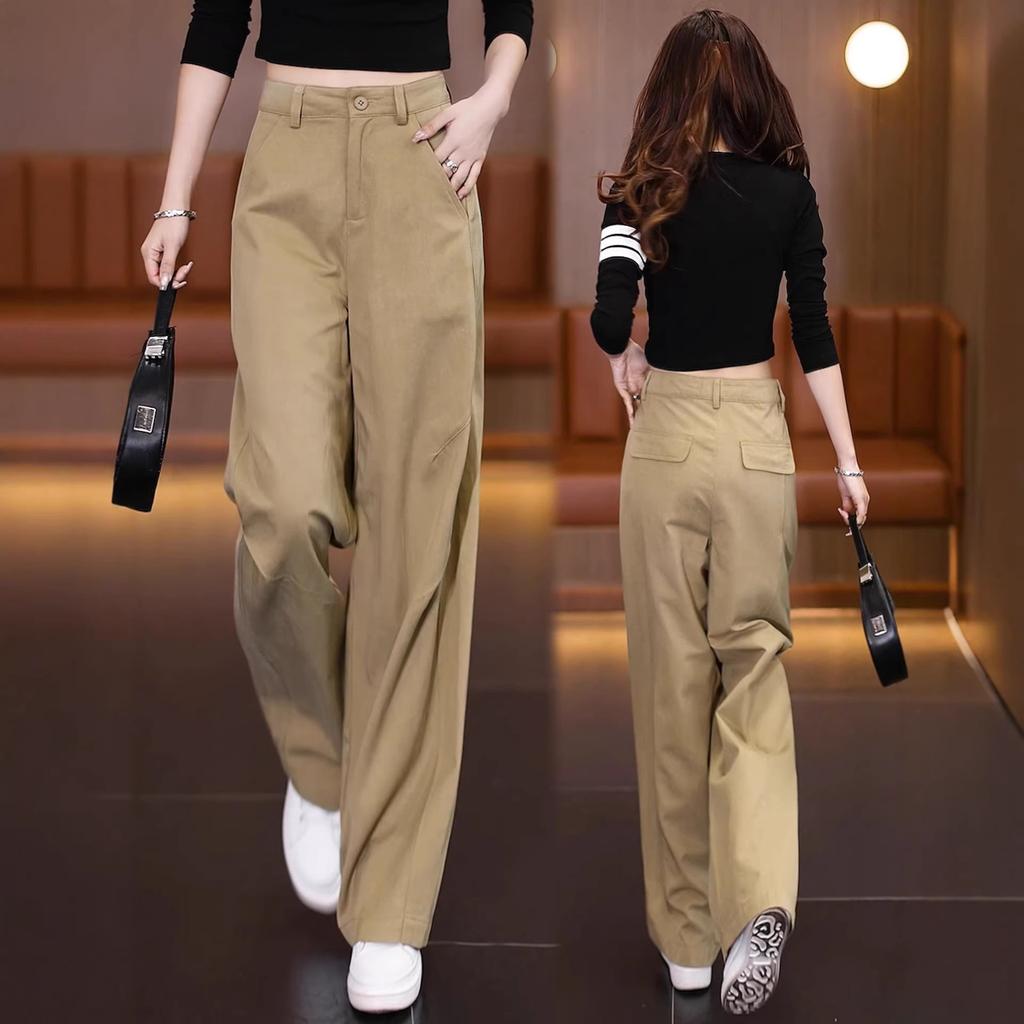 Fashionable narrow loose wide-leg casual pants for women, summer 1116, thin high-waisted slimming versatile drape straight-leg pants