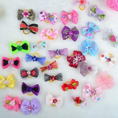 50pcs Assorted Fabric Bow Bowknot Flower for Handmade DIY Hair Accessory