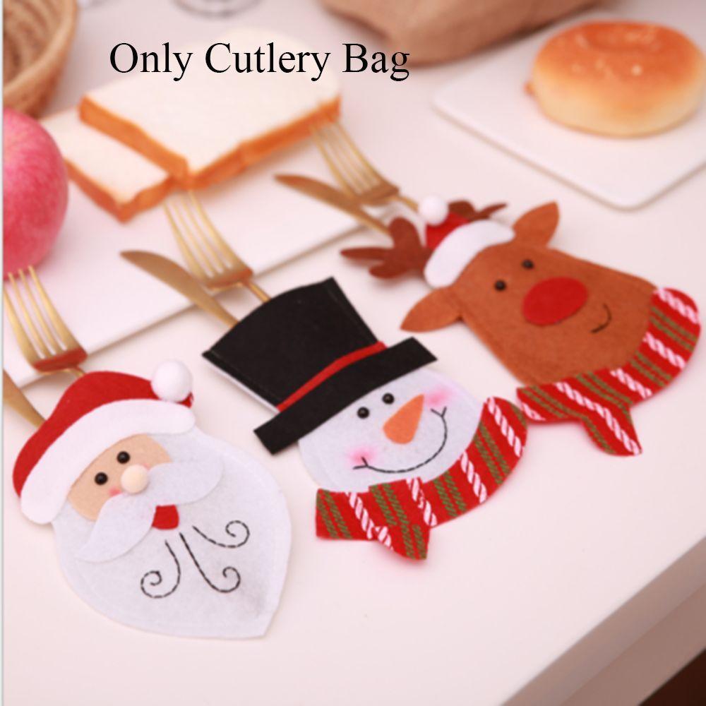 

Cute Party Supplies Santa Claus Fork Bags Christmas Decor Cutlery Bag Tableware Cases