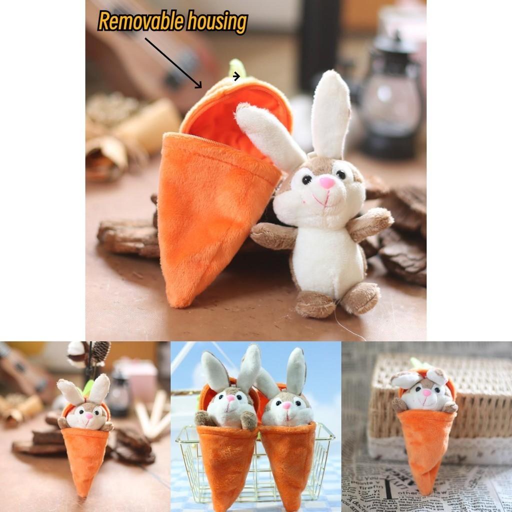 Cute Carrot Bunny Plush Toy Pendant For Bags And Keys, Soft Short Plush, 15cm Height