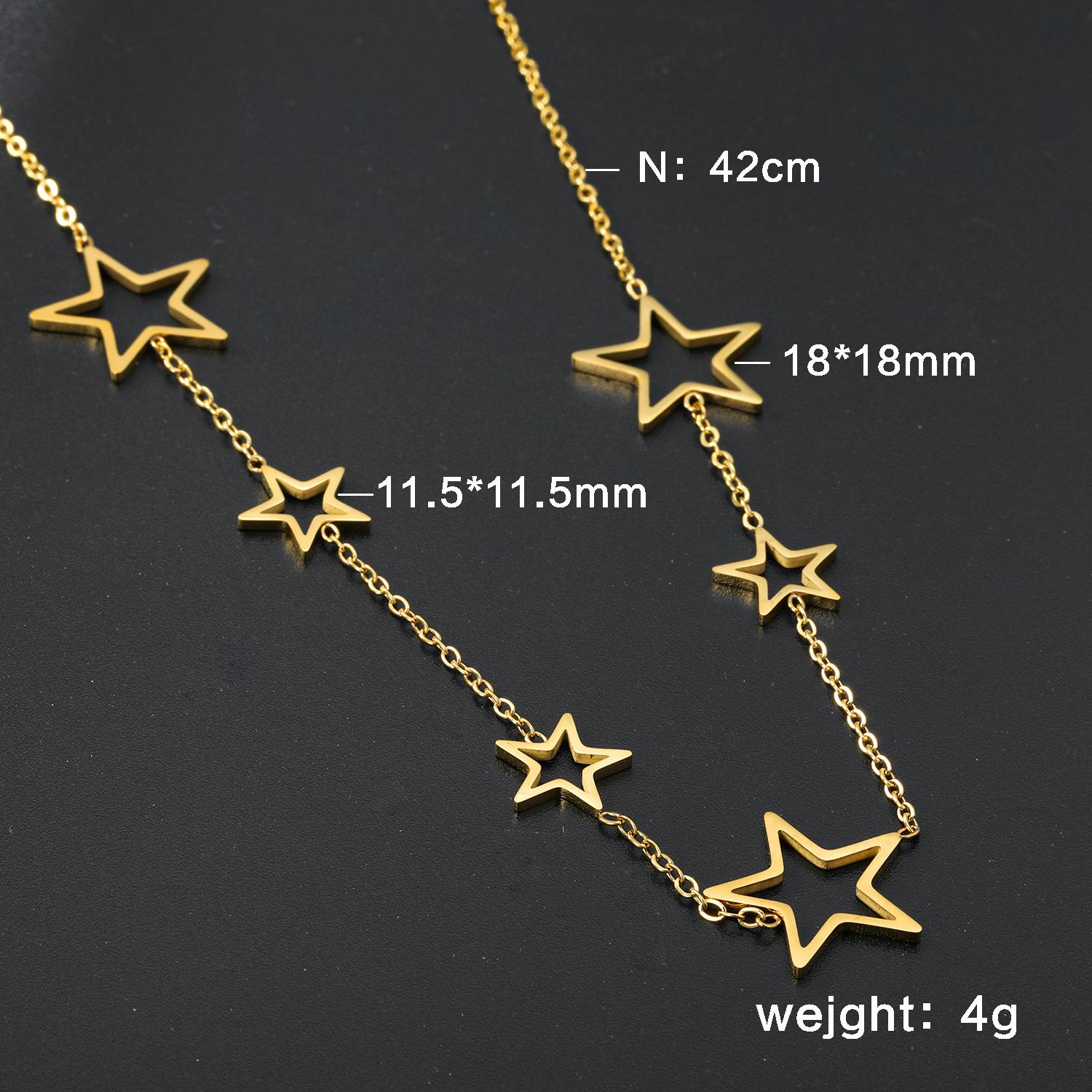 

New Stainless Steel Sense of Design Retro Style Hollow Out Size Five Pointed Star Fashionable and Simple Necklace for Women золотой
