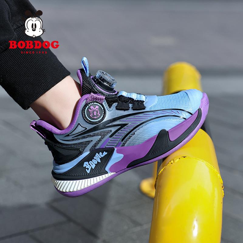 Babu Bean Boys Basketball Shoes 2025 Spring and Autumn New Children s Button Sneakers Medium and Older Children s Soft-soled Running Shoes 31