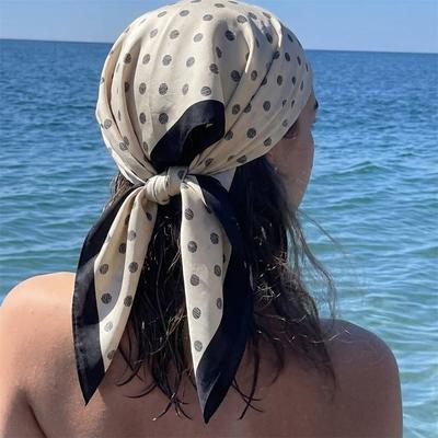 NEUES Dreieckstuch mit Punktmuster für Damen Seidenschal Halstuch Damen Haarband Kopftuch Stirnband Foulard Satin Hijab Bandana