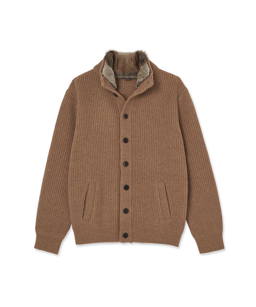 IOLO Merino Wool Knit Fur Jacket_Camel