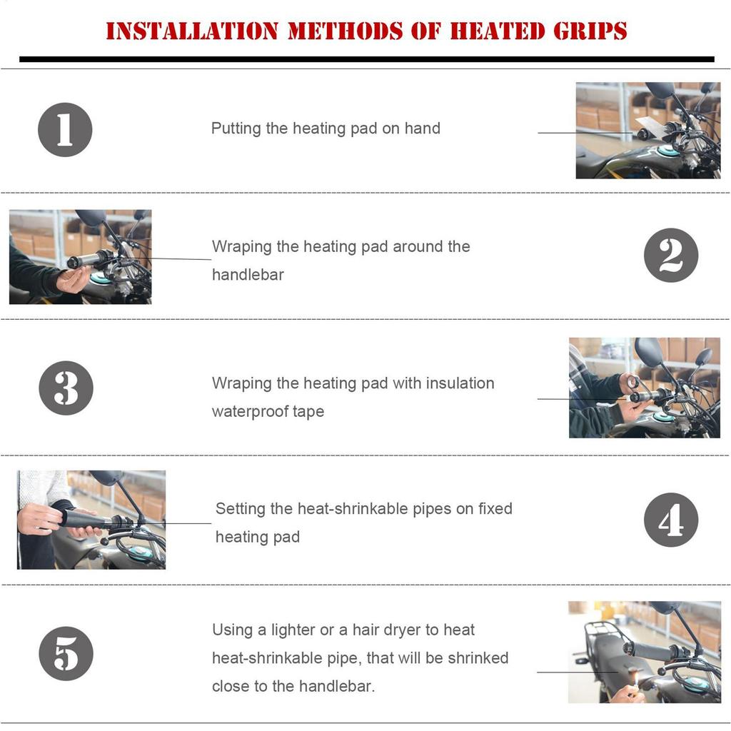 ATV Heated Grips 12v Waterproof Fast Heating Winter Grip Cover ATV Hand Warmers For Dirt Bike Scooter Winter Cold Weather
