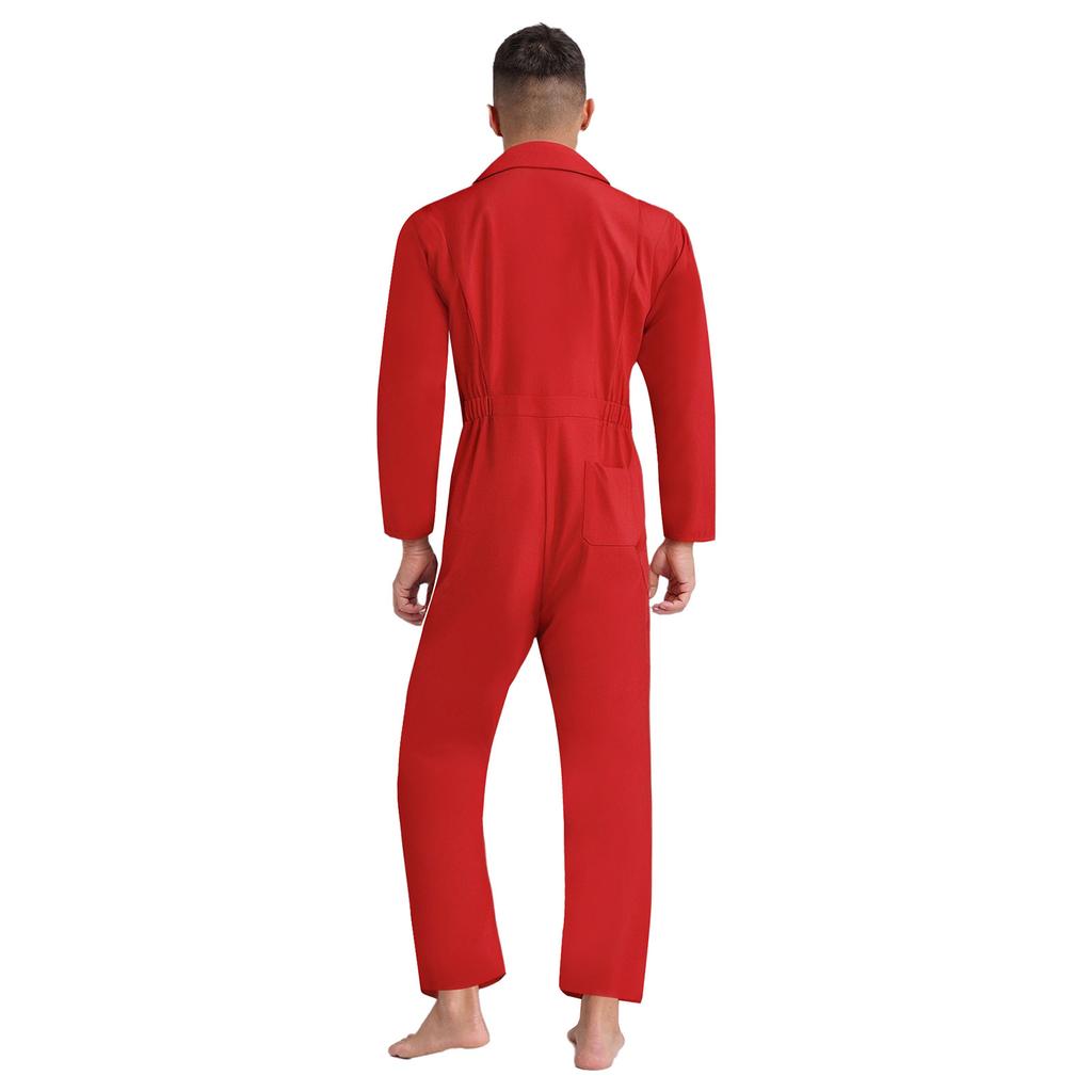 Utility Coverall for Men S-3XL: Easy Wear Front Zipper Jumpsuit, Long Sleeve with Classic Turn-Down Collar, Minimalist Design