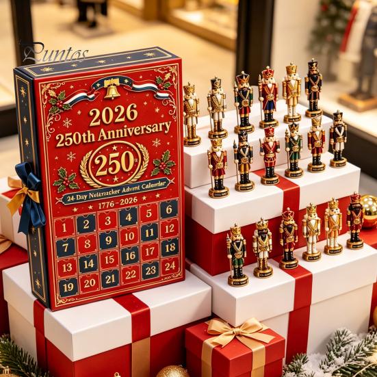 Christmas Gift for Children 2026 Nutcracker Advent Calendar, 24-Day Retro Soldier Figure Countdown Set, 2D Holiday Toy Flat Acrylic Tree Hanging