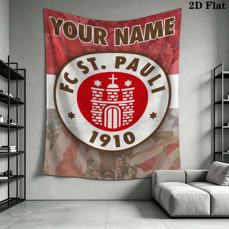 Custom Name St.Pauli Wall Tapestry Aesthetic Wall Hanging Printed Fabric Blanket Decorative Tapestries for Bedroom Living Room Home Decor